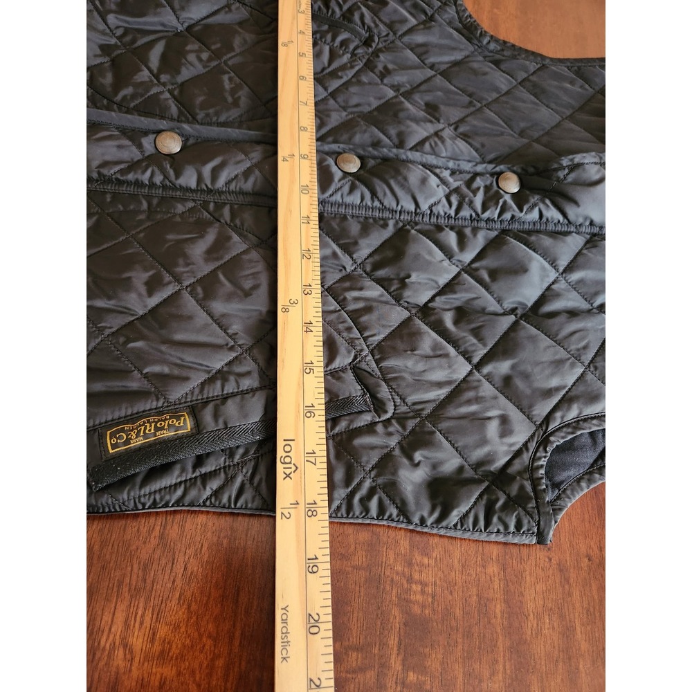 Polo Ralph Lauren Vest Men Small Black Diamond Quilted Mock Neck Full Zip Preppy - Picture 11 of 12